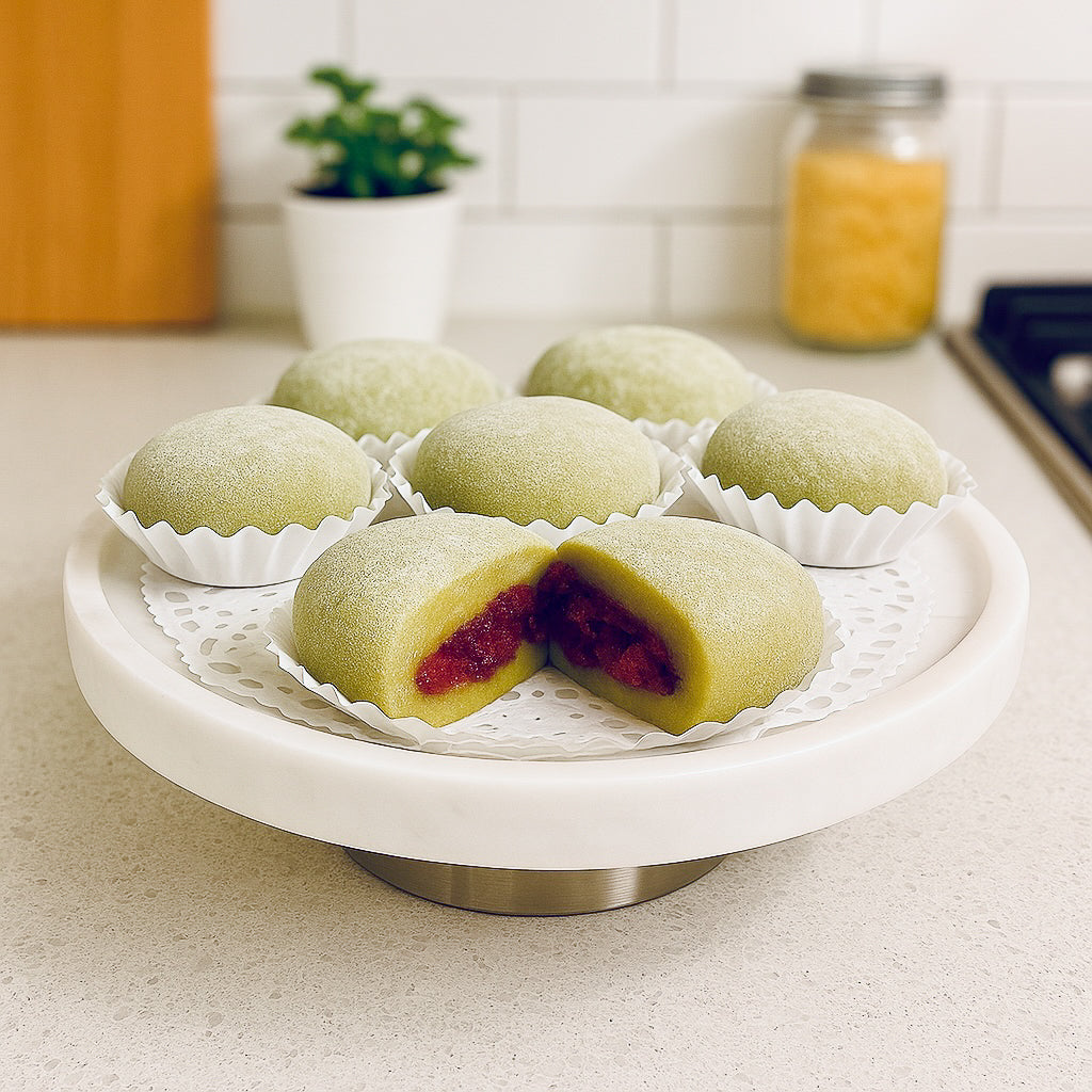 Matcha Red Bean Mochi 抹茶紅豆糯米糍